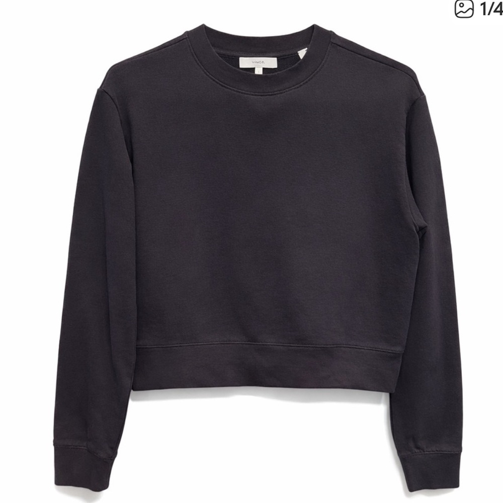 Vince Black Cropped Crewneck Sweatshirt – Women’s Size XL